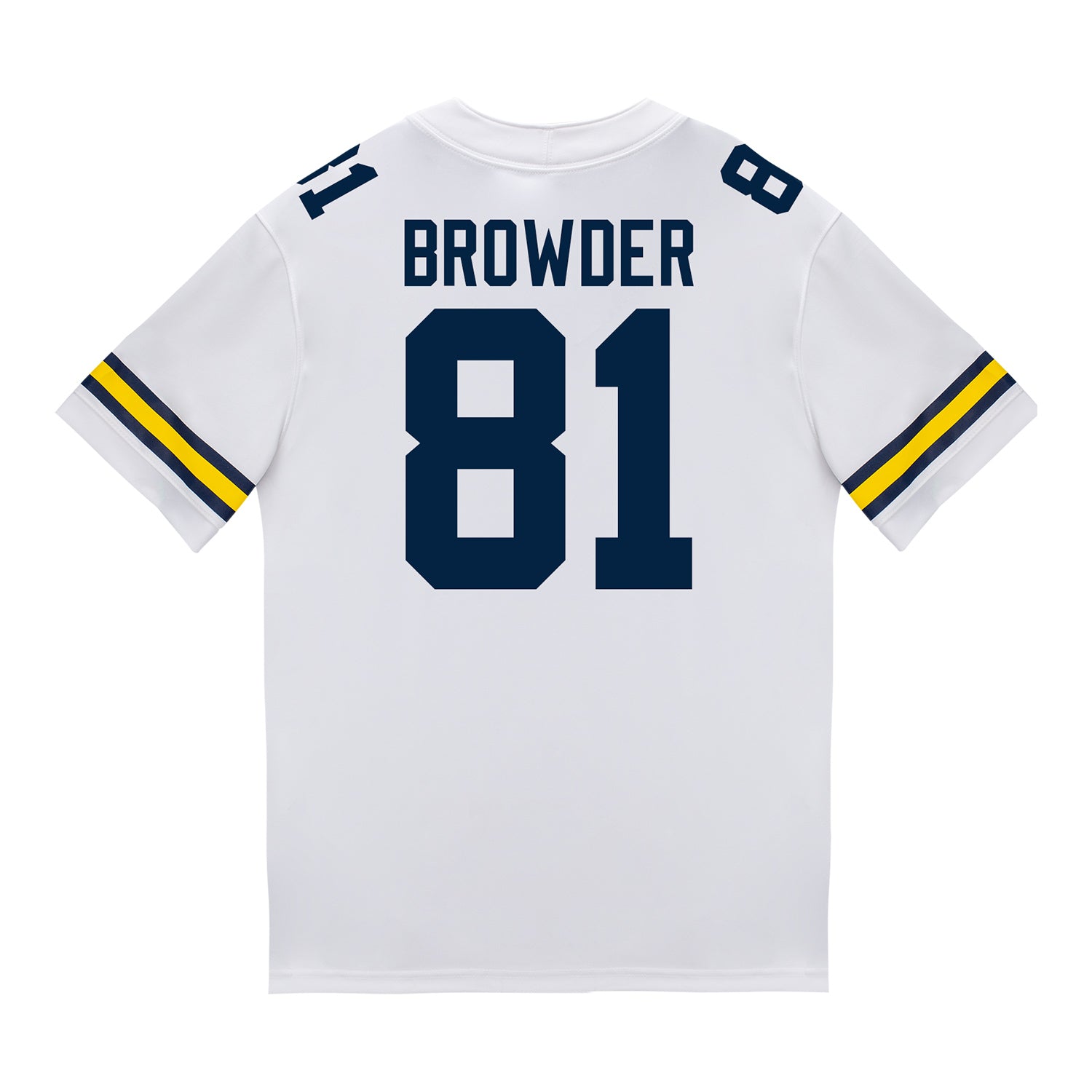Michigan Wolverines #81 Jamar Browder Student Athlete White Football Jersey - Back View
