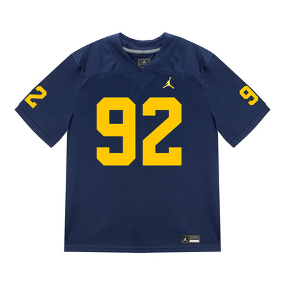 Michigan Wolverines #92 Ted Hammond Student Athlete Blue Football Jersey - Front View