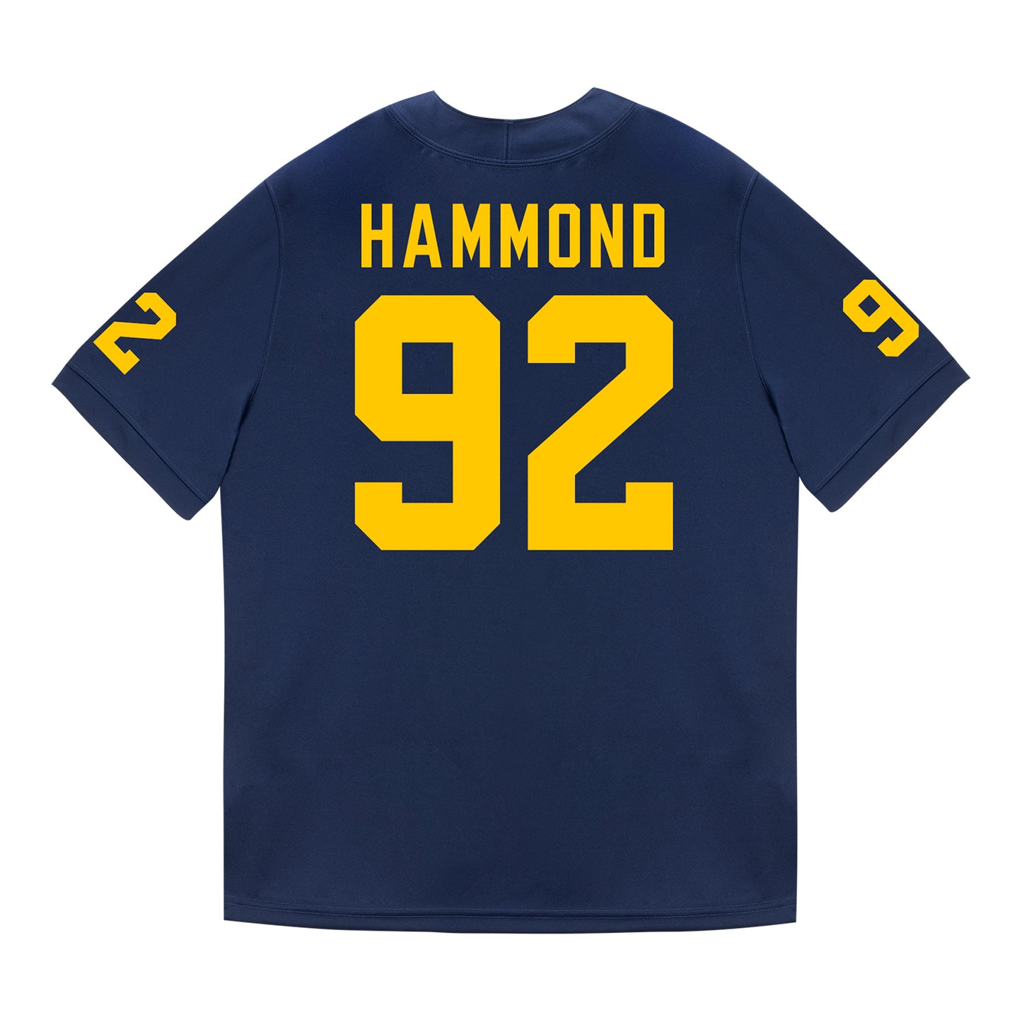 Michigan Wolverines #92 Ted Hammond Student Athlete Blue Football Jersey - Back View