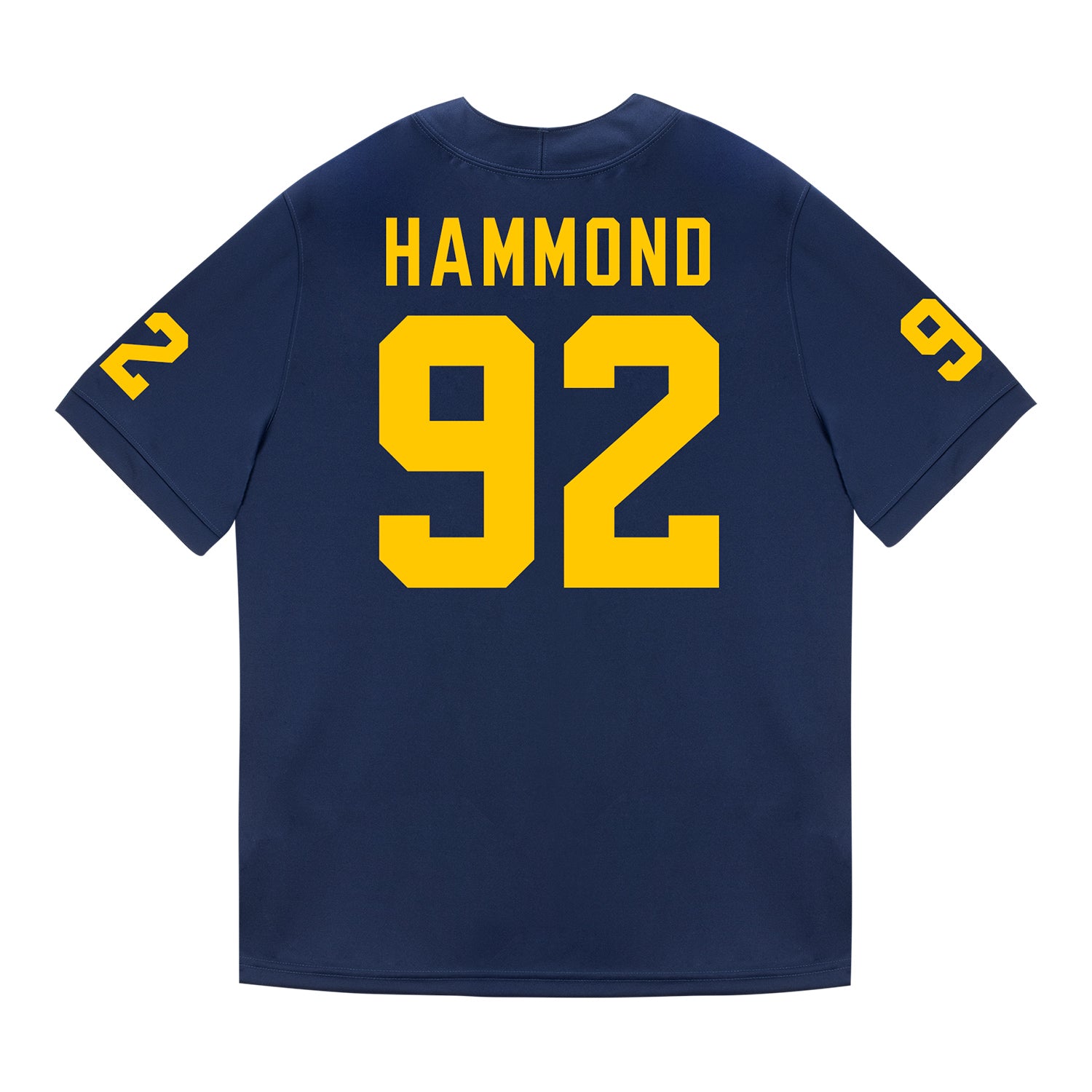 Michigan Wolverines #92 Ted Hammond Student Athlete Blue Football Jersey - Back View
