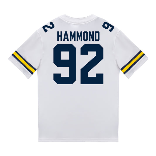 Michigan Wolverines #92 Ted Hammond Student Athlete White Football Jersey