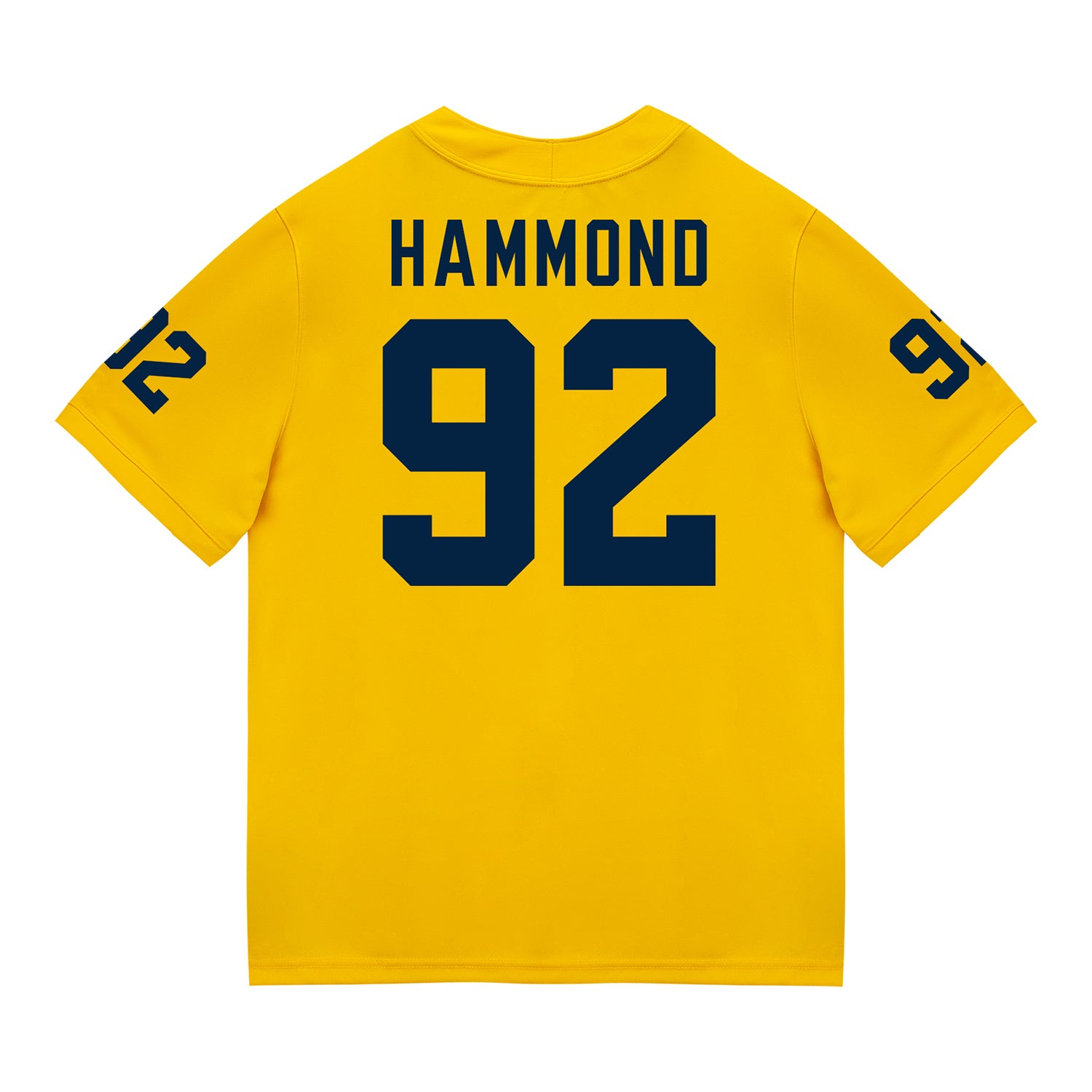 Michigan Wolverines #92 Ted Hammond Student Athlete Maize Football Jersey - Back View