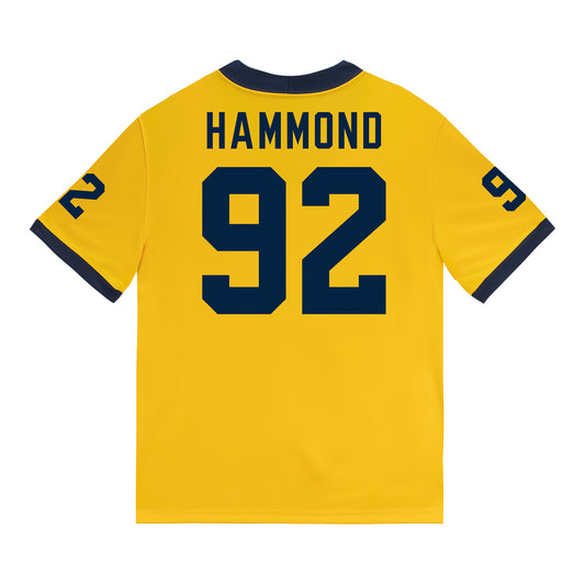 Michigan Wolverines #92 Ted Hammond Student Athlete Maize Football Jersey - Back View