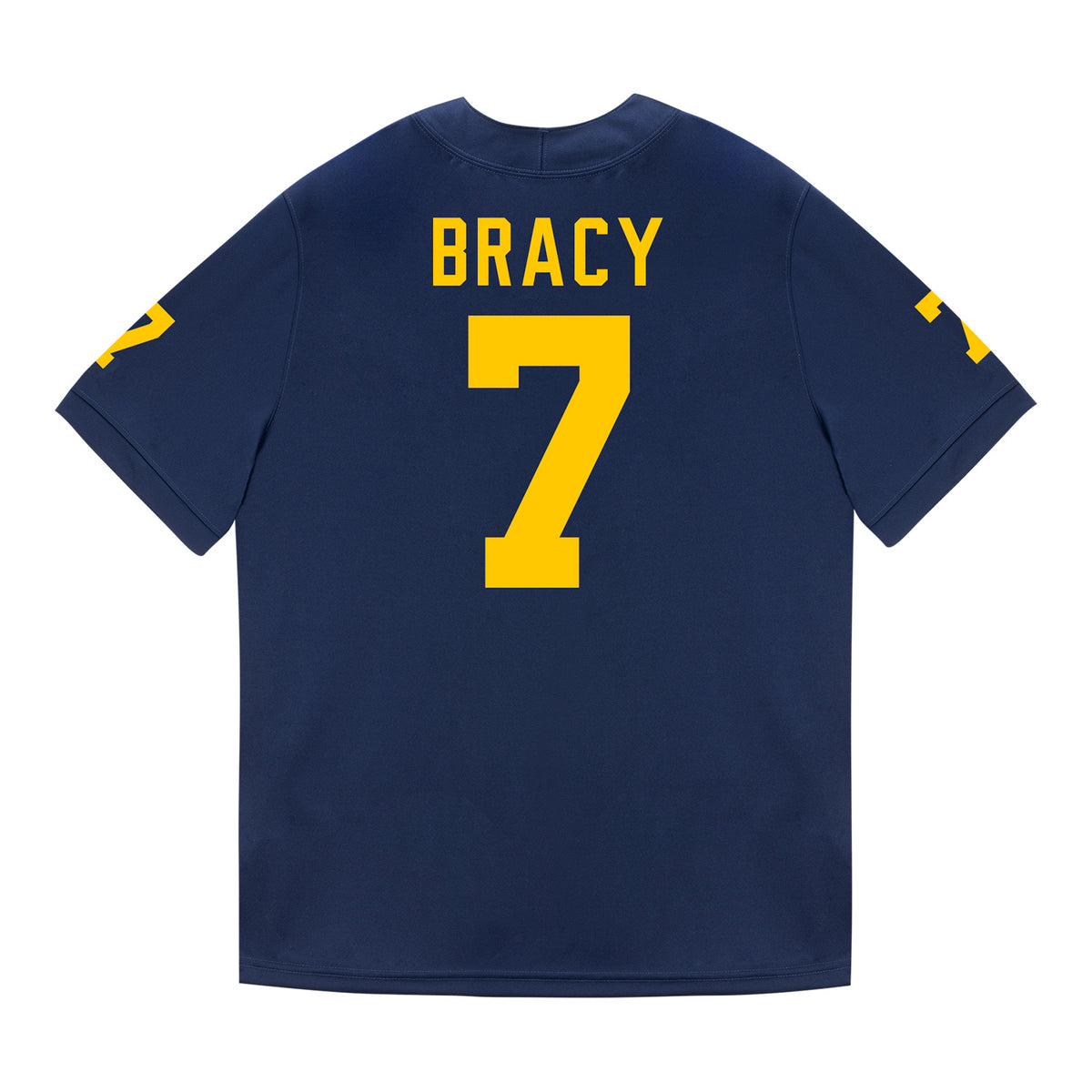 Michigan Wolverines #7 Chris Bracy Student Athlete Blue Football Jersey - Back View