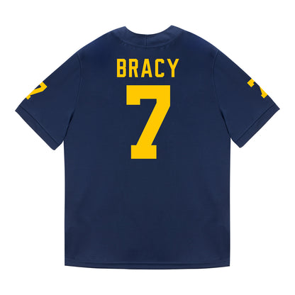 Michigan Wolverines #7 Chris Bracy Student Athlete Blue Football Jersey - Back View