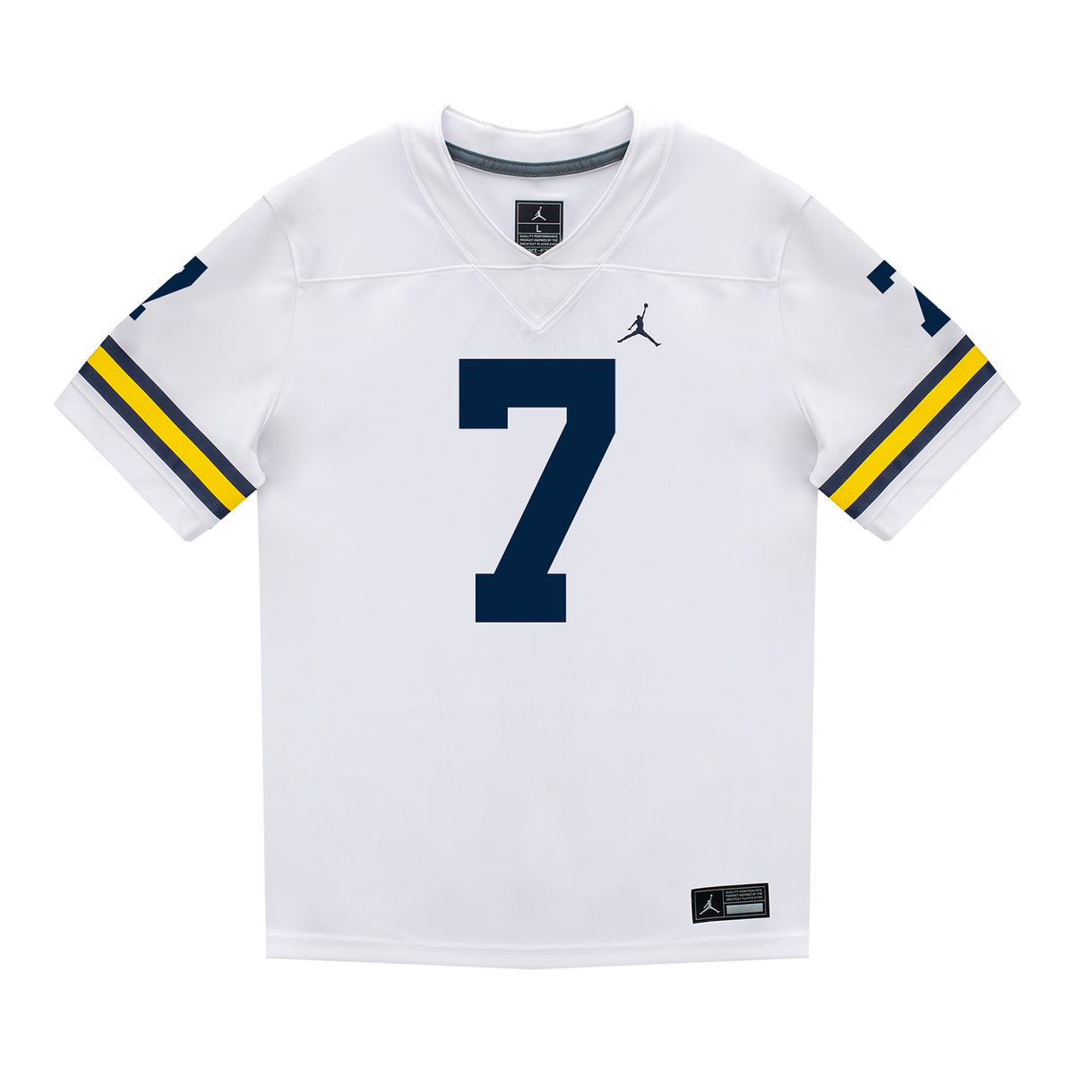 Michigan Wolverines #7 Chris Bracy Student Athlete White Football Jersey - Front View
