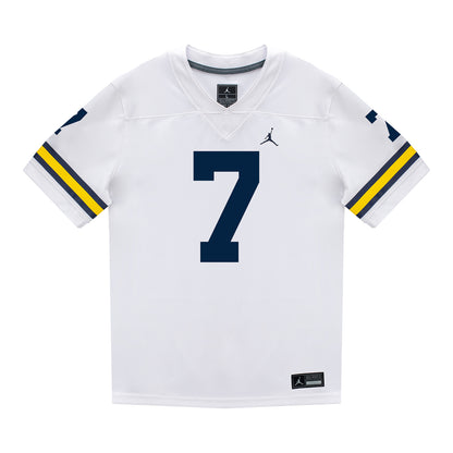 Michigan Wolverines #7 Chris Bracy Student Athlete White Football Jersey - Front View