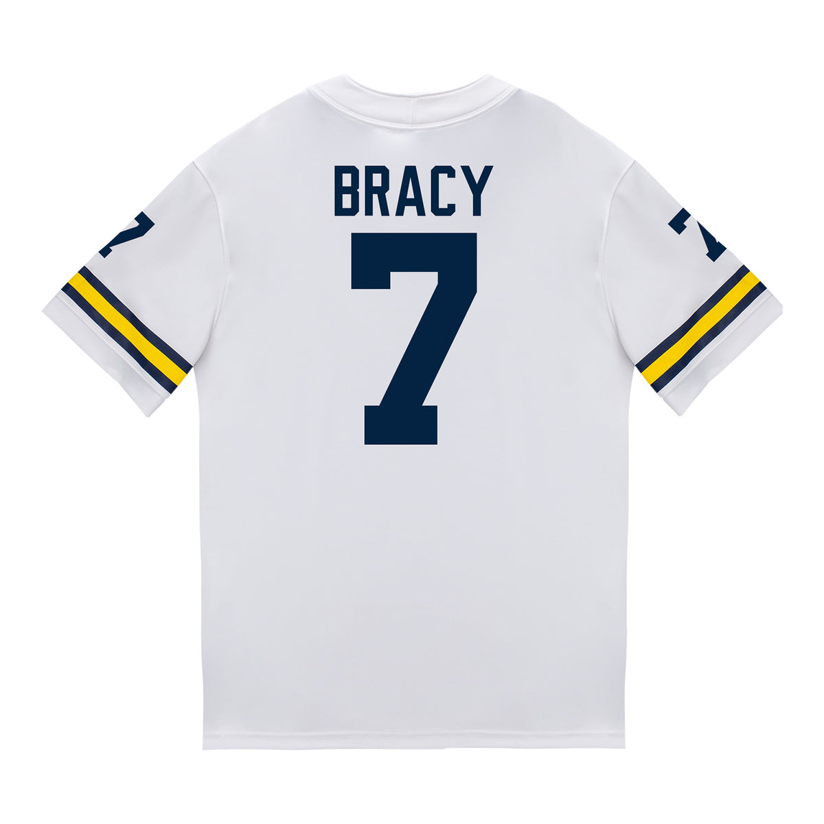 Michigan Wolverines #7 Chris Bracy Student Athlete White Football Jersey - Back View