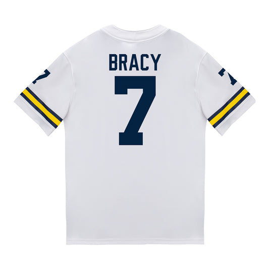 Michigan Wolverines #7 Chris Bracy Student Athlete White Football Jersey - Back View