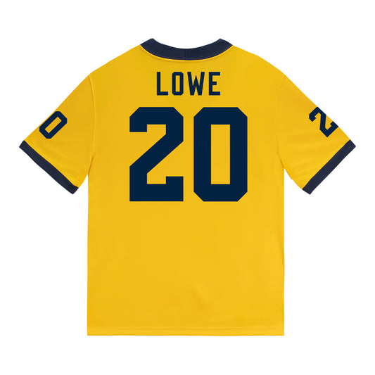 Michigan Wolverines #20 Jeremiah Lowe Student Athlete Maize Football Jersey - Back View