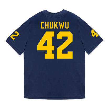 Michigan Wolverines #42 Jeffery Chukwu Student Athlete Blue Football Jersey
