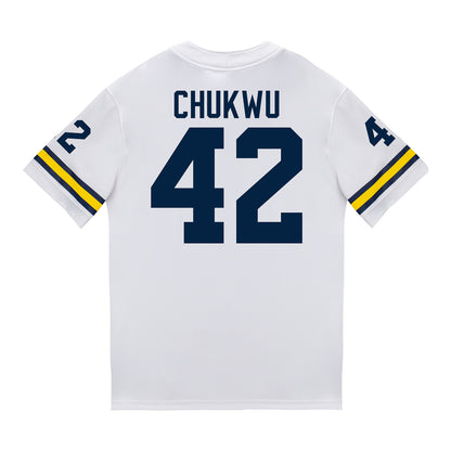 Michigan Wolverines #42 Jeffery Chukwu Student Athlete White Football Jersey