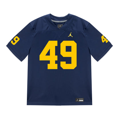 Michigan Wolverines #49 Adam Bazzi Student Athlete Blue Football Jersey