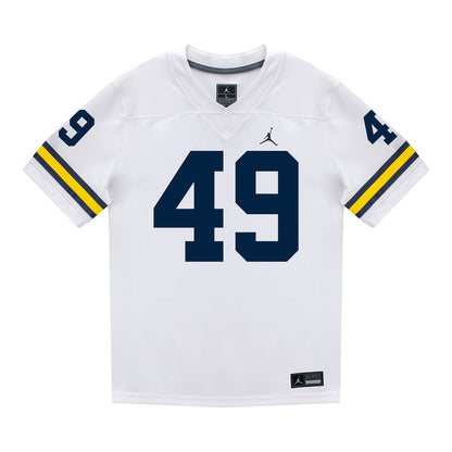 Michigan Wolverines #49 Adam Bazzi Student Athlete White Football Jersey