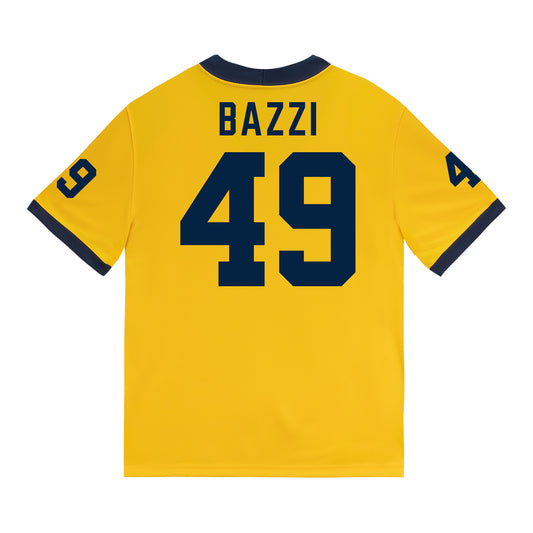 Michigan Wolverines #49 Adam Bazzi Student Athlete Maize Football Jersey - Back View
