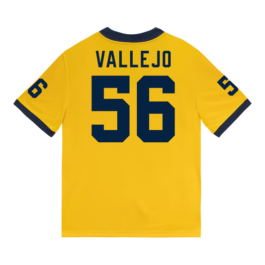 Michigan Wolverines #56 Allister Vallejo Student Athlete Maize Football Jersey - Back View