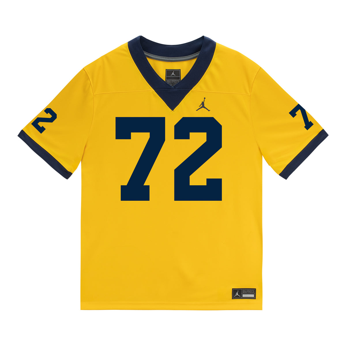 Michigan Wolverines #72 Peter Donini Student Athlete Maize Football Jersey - Front View
