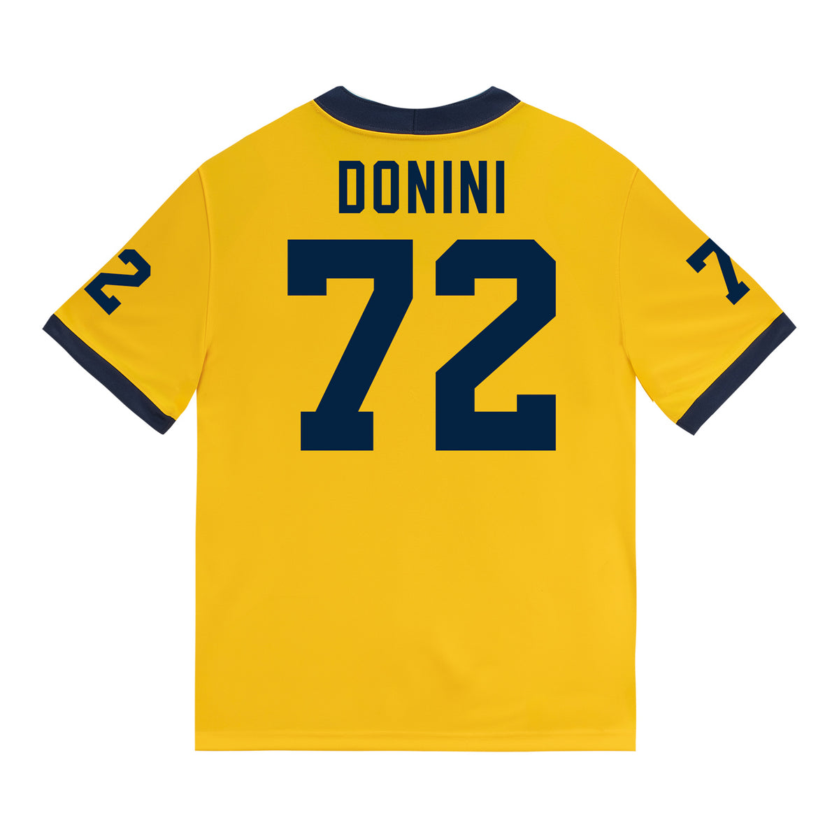 Michigan Wolverines #72 Peter Donini Student Athlete Maize Football Jersey - Back View