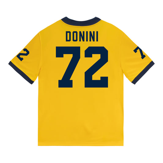 Michigan Wolverines #72 Peter Donini Student Athlete Maize Football Jersey - Back View