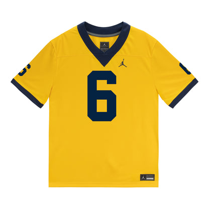 Michigan Wolverines #6 JJ Buchanan Student Athlete Maize Football Jersey - Front View
