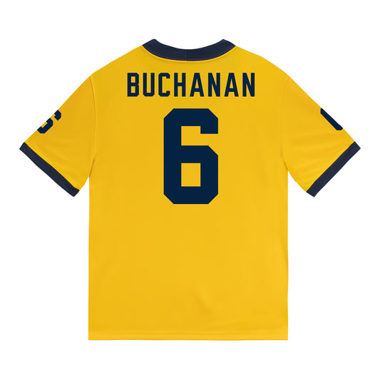 Michigan Wolverines #6 JJ Buchanan Student Athlete Maize Football Jersey - Back View