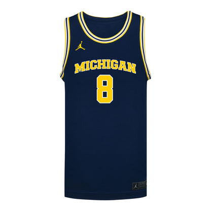 Michigan Wolverines #8 Quinn Costello Student Athlete Blue Basketball Jersey