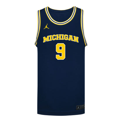 Michigan Wolverines #9 Marcus Moller Student Athlete Blue Basketball Jersey