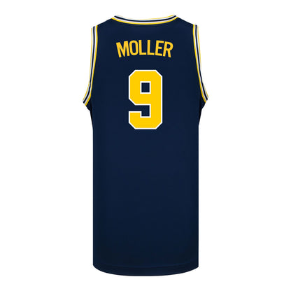 Michigan Wolverines #9 Marcus Moller Student Athlete Blue Basketball Jersey