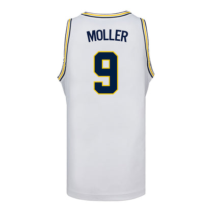 Michigan Wolverines #9 Marcus Moller Student Athlete White Basketball Jersey