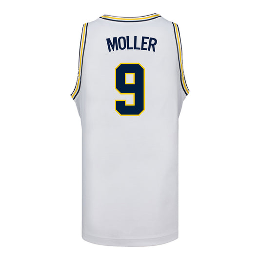 Michigan Wolverines #9 Marcus Moller Student Athlete White Basketball Jersey
