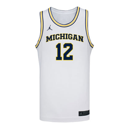 Michigan Wolverines #12 Oscar Goodman Student Athlete White Basketball Jersey