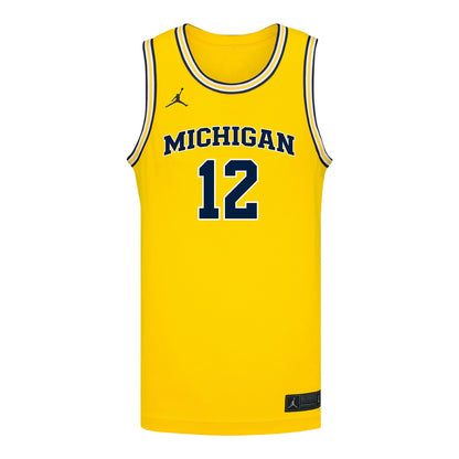Michigan Wolverines #12 Oscar Goodman Student Athlete Maize Basketball Jersey