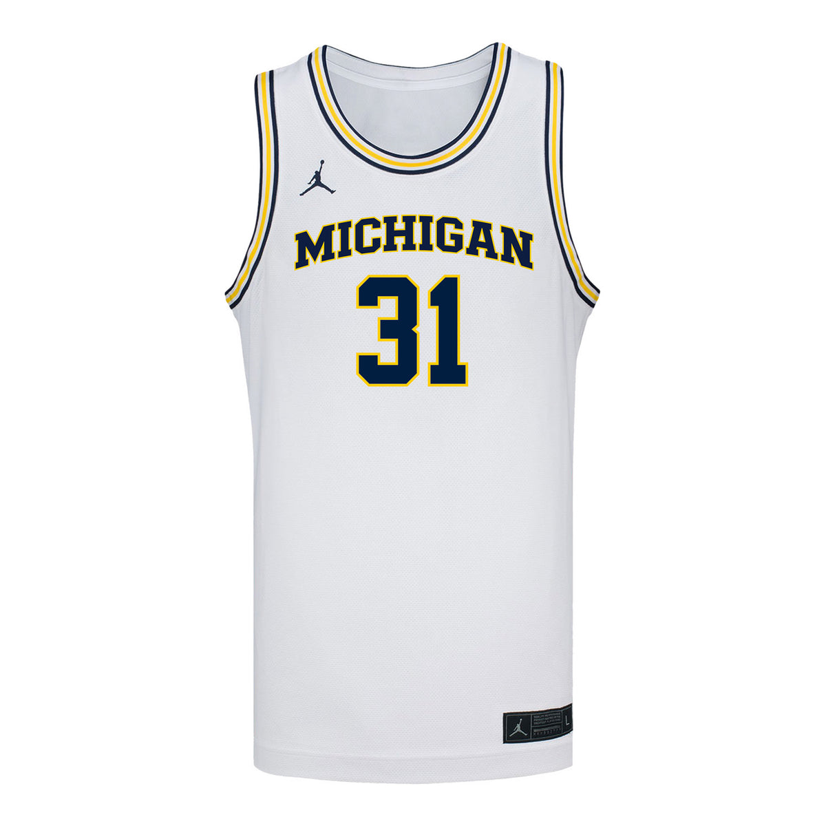 Michigan Wolverines #31 Harrison Hochberg Student Athlete White Basketball Jersey