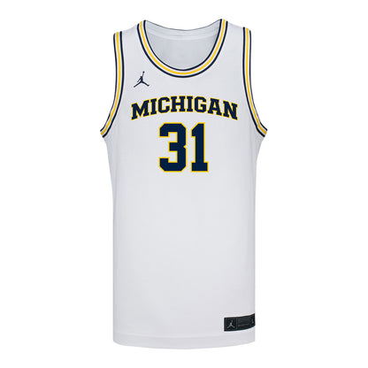 Michigan Wolverines #31 Harrison Hochberg Student Athlete White Basketball Jersey