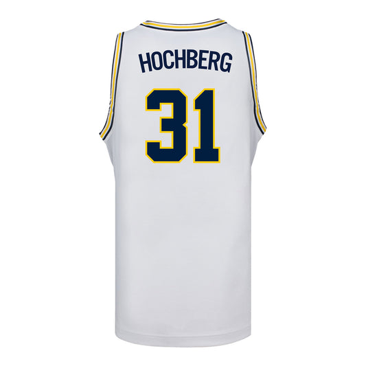 Michigan Wolverines #31 Harrison Hochberg Student Athlete White Basketball Jersey