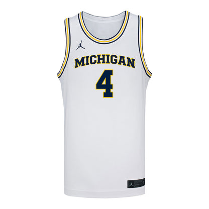 Michigan Wolverines Women's Basketball #4 Dallas Loughridge Student Athlete White Basketball Jersey