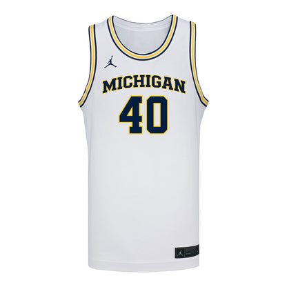 Michigan Wolverines Women's Basketball #40 Courtney Ogden Student Athlete White Basketball Jersey