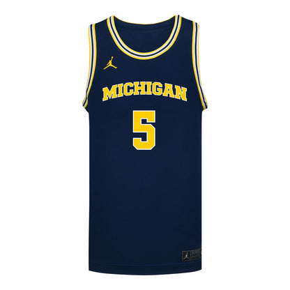 Michigan Wolverines #5 Lincoln Cosby Student Athlete Blue Basketball Jersey