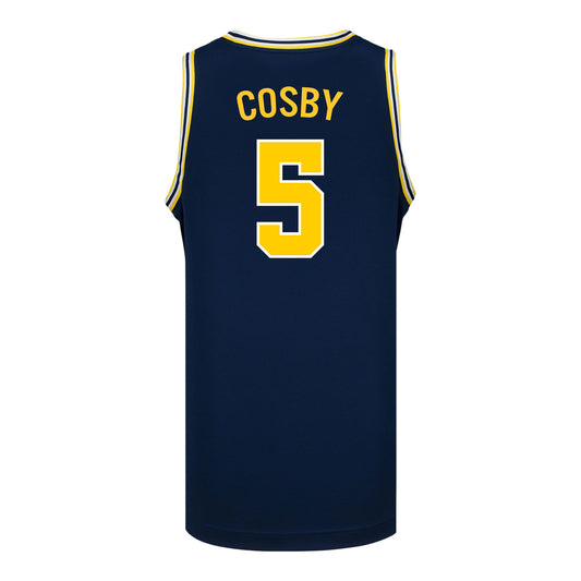 Michigan Wolverines #5 Lincoln Cosby Student Athlete Blue Basketball Jersey