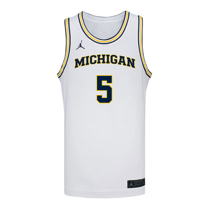 Michigan Wolverines #5 Lincoln Cosby Student Athlete White Basketball Jersey