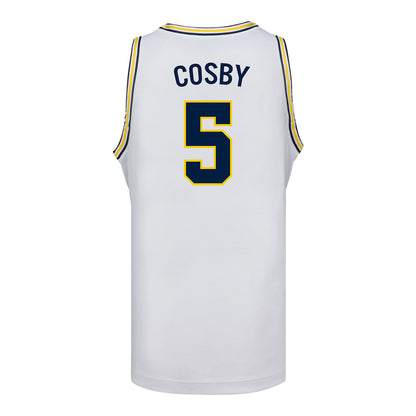Michigan Wolverines #5 Lincoln Cosby Student Athlete White Basketball Jersey