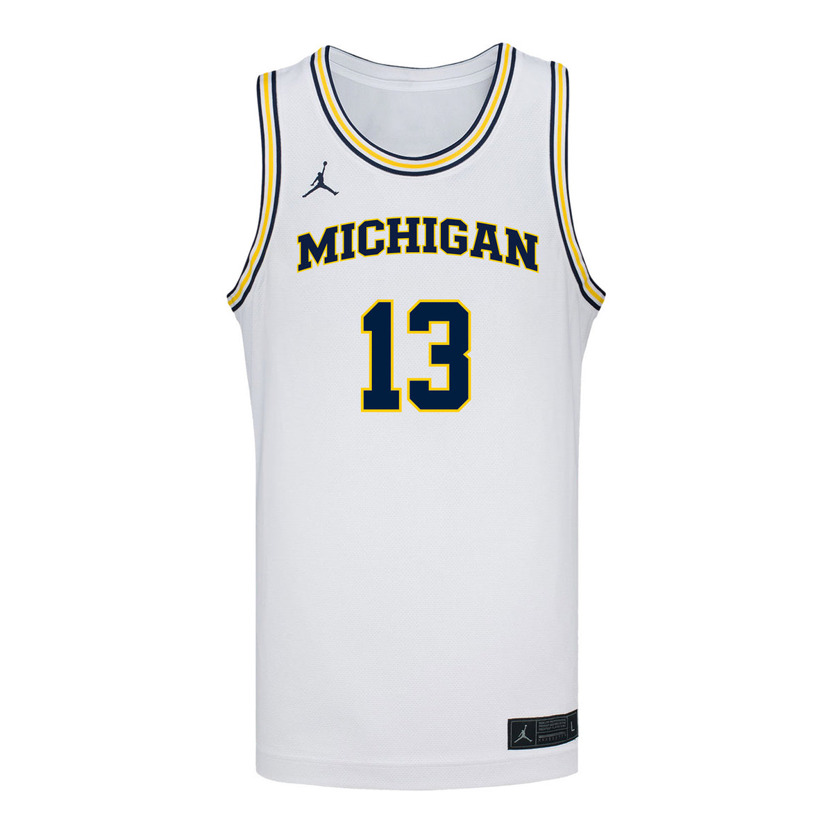 Michigan Wolverines #13 J.P Estrella Student Athlete White Basketball Jersey