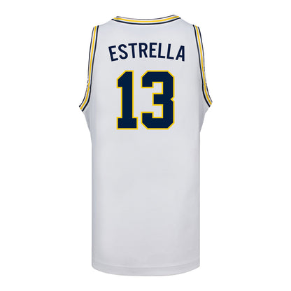 Michigan Wolverines #13 J.P Estrella Student Athlete White Basketball Jersey