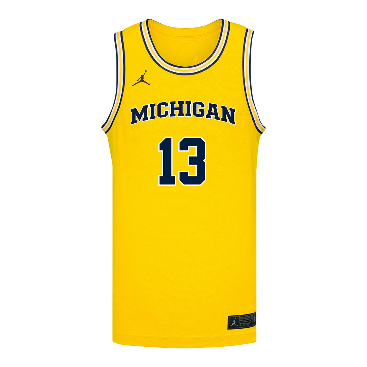 Michigan Wolverines #13 J.P Estrella Student Athlete Maize Basketball Jersey