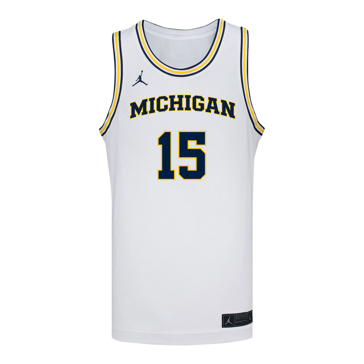 Michigan Wolverines #15 Malachi Brown Student Athlete White Basketball Jersey