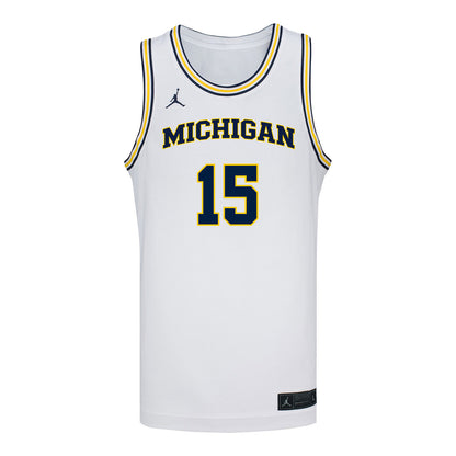 Michigan Wolverines #15 Malachi Brown Student Athlete White Basketball Jersey