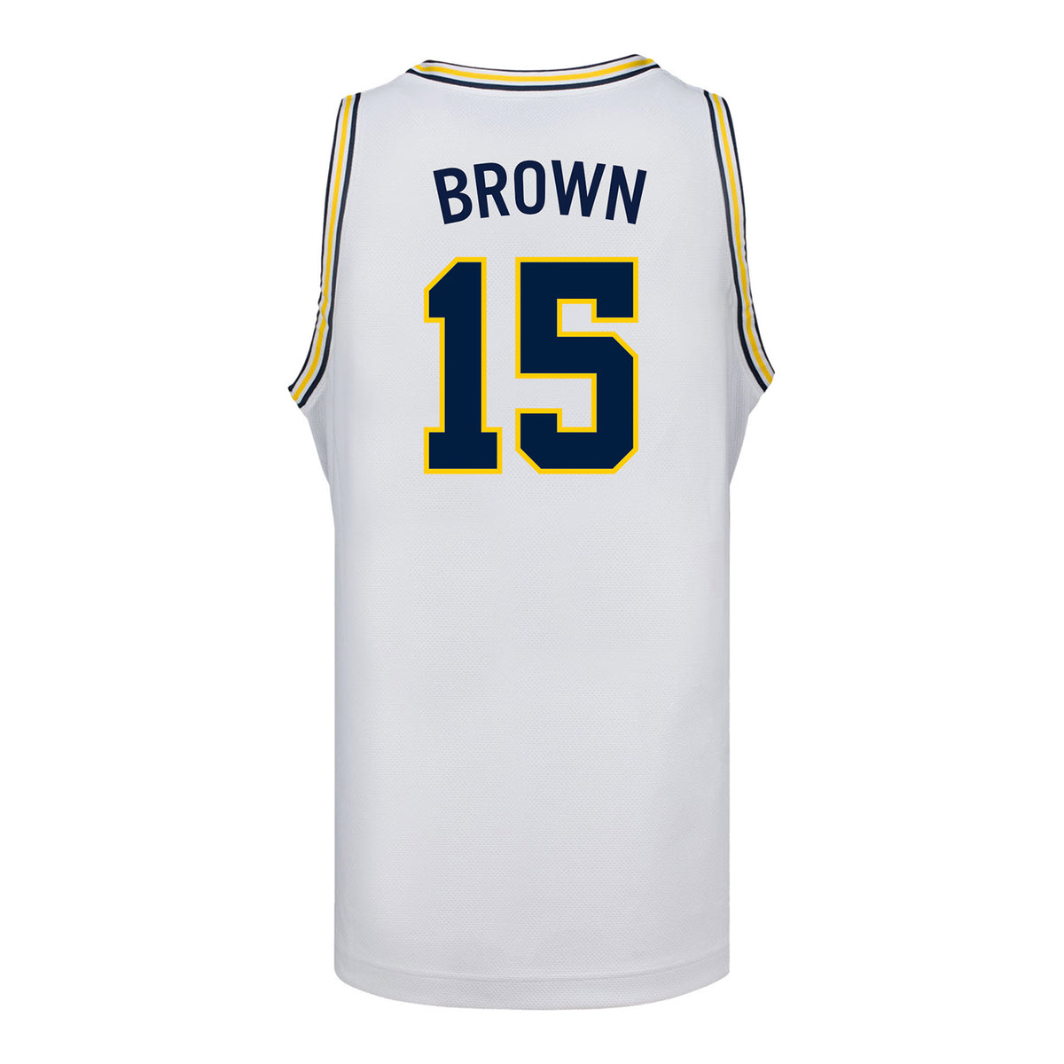 Michigan Wolverines #15 Malachi Brown Student Athlete White Basketball Jersey