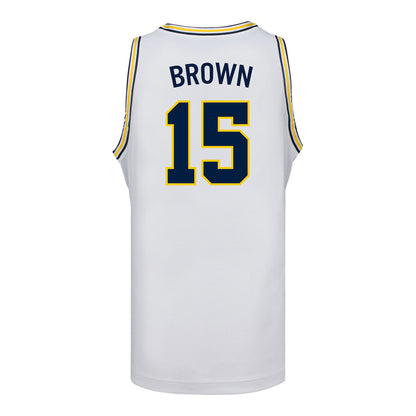 Michigan Wolverines #15 Malachi Brown Student Athlete White Basketball Jersey