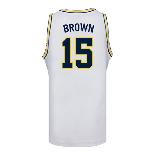 Michigan Wolverines #15 Malachi Brown Student Athlete White Basketball Jersey