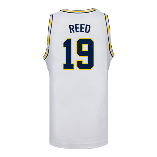 Michigan Wolverines #19 Jalen Reed Student Athlete White Basketball Jersey